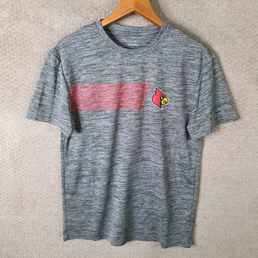Louisville Cardinals Shirt Men Medium Gray Short Sleeve Captivating Apparel NCAA